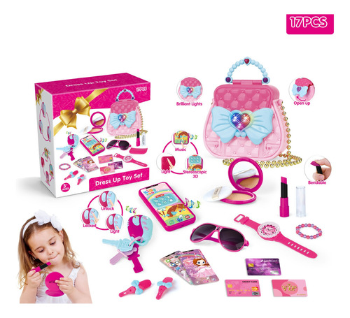Set De 17 Pcs Belleza Cartera Y Accesorios Luces Y Sonidos