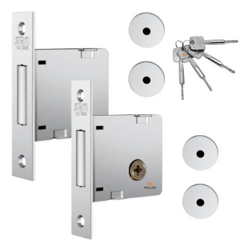 Par De Fechadura Stam 1004 Inox Com 4 Chaves Tetra 