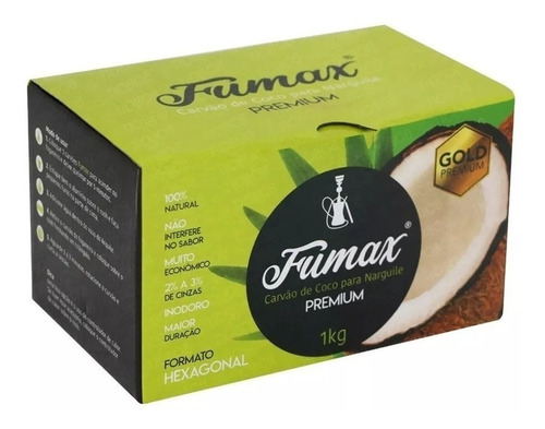 Carvão Para Narguile De Coco Fumax Hexagonal 1 Kg