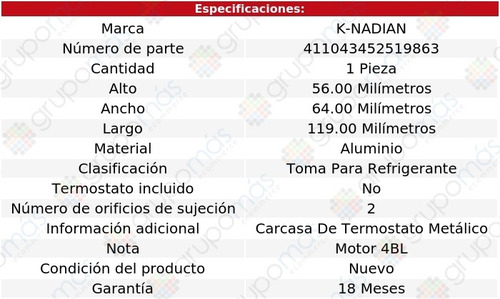 Toma Agua Aluminio 2 Pernos Chevelle V8 5.3l 64 Al 65
