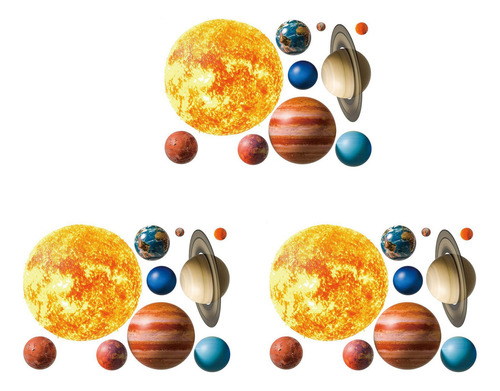 3 Pegatinas De Pared Con Diseño De Planetas Con Sistema Sola