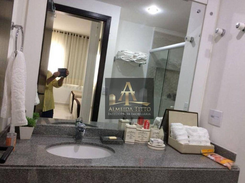 Imagem 2 de 14 de Excelente Flat Mobiliado Para Locação No Quality Suites Alphaville, Barueri. 1 Quarto, 1 Vaga E Lazer Completo! - Fl0040
