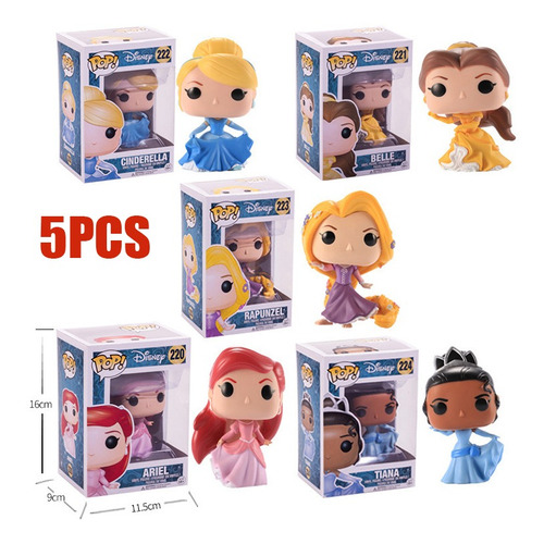 5 Piezas Funko Pop, Ariel, Tiana, Bella Princesa De Belleza