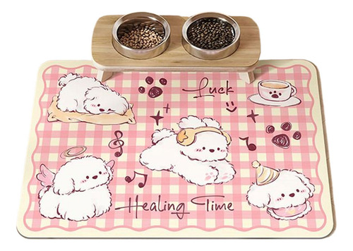 Alfombrilla Para Comida De Mascotas Base Antideslizante Para