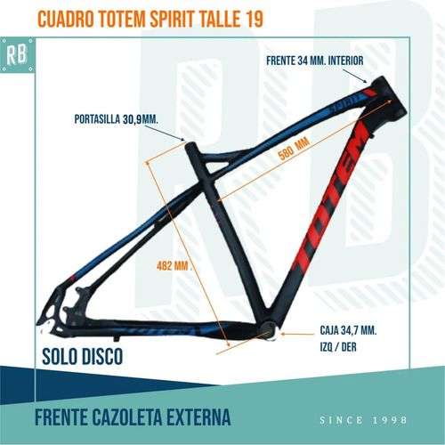 Imagen 2 de 10 de Cuadro Bicicleta Totem Spirit Rod. 29 Aluminio Talle 19