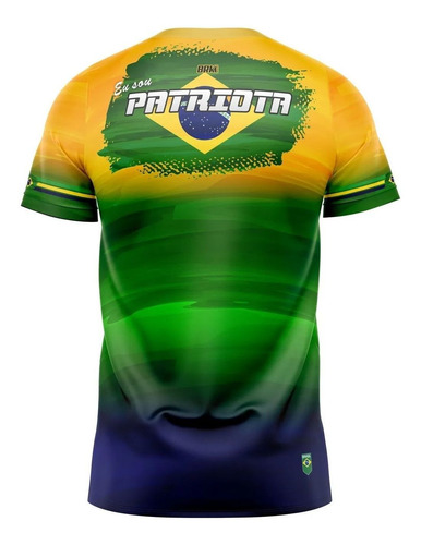 Imagem 3 de 4 de Camiseta Patriota Brasil Acima De Tudo Brk Com Uv50+
