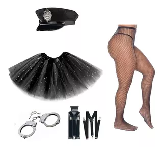 Kit Fantasia Policial Feminino Adulto 5 Itens Entrega Rápida