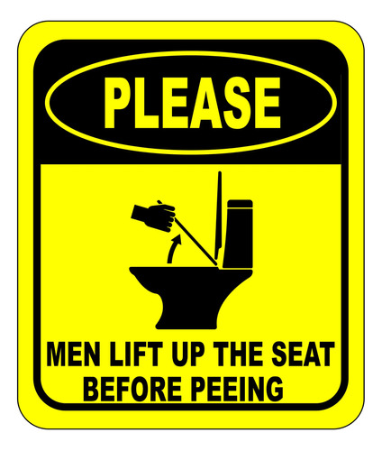 Letrero Baño Texto Ingl «please Men Lift Up The Seat Before