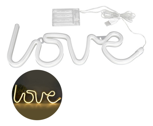 Lámpara De Neón Love Neon Sign, Alimentada Por Usb O Pilas,