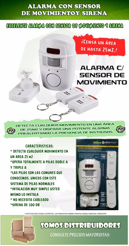 Alarma Domiciliaria Inalambrica Con Sensor Movimiento Casa