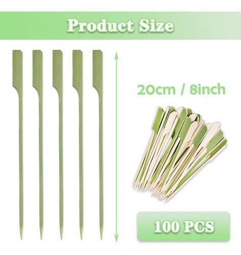 Pinchos De Palas De Bambú Para Cóctel 100 Piezas De 8 Pulgad