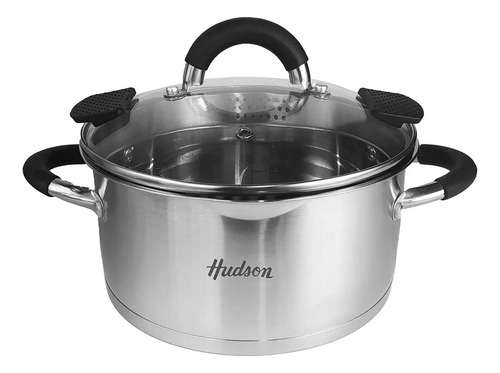 Cacerola Olla Hudson Acero Inox 24 Cm Apto Induc Tapa Vidrio