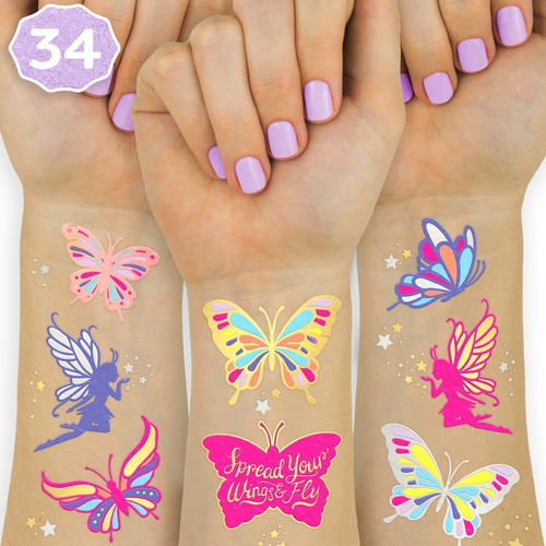 Fetti Tatuaje Mariposa Paraiño 34 Estilo Purpurina Para +