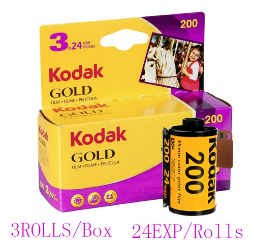 3 Rollos Kodak Gold 200 35 Mm, 24 Exposiciones Por Rollo
