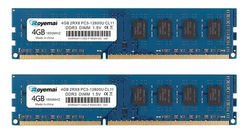 Memoria Ram 8gb (2x4gb) Ddr3 1600 Pc3-12800u Dimm