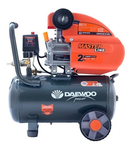 Imagen 1 de 10 de Compresor Aire Daewoo 24 Lts Dac24d 2 Hp 8 Bar Master Line
