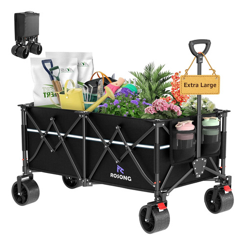 Carrito De Salón Resistente Con Ruedas Grandes, Plegable, Pa