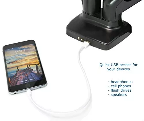 VIVO soporte de montaje con contrapeso para monitor doble, con resorte a  gas, para montaje universal de pantallas de 13 pulgadas a 27 pulgadas, Negro