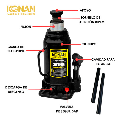 Crique Botella Reforzado TKCB/15 Konan Elevacion Máxima 460 Mm Profesional