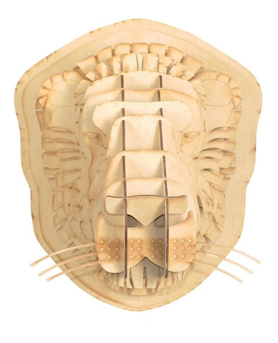 Imagen 1 de 10 de Cabeza Leon V2 Mdf Cabeza De Animal Trofeo Rompecabezas 3d