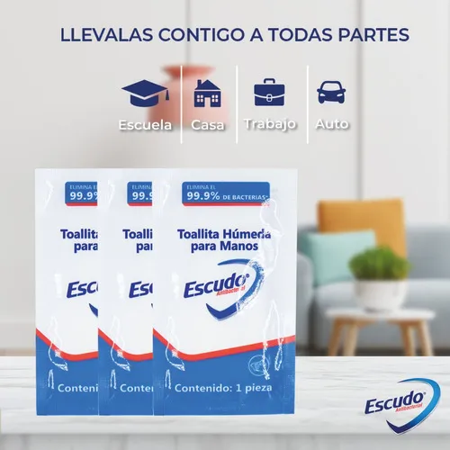 200 Toallitas Húmedas Desinfectantes Individuales Escudo