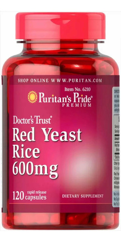 Red Yeast Rice 600mg (120 Cápsulas) Puritans Pride Hecho E.u Sabor Sin Sabor