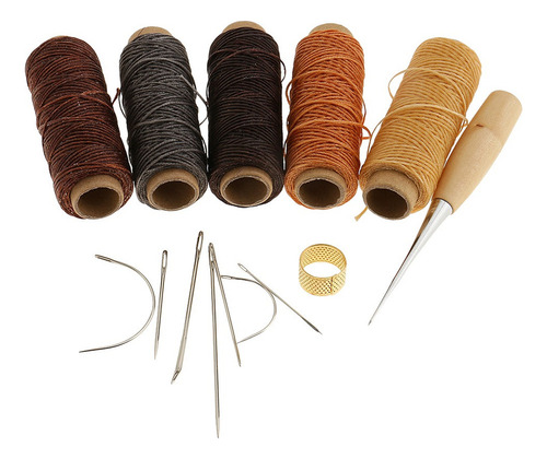 14 Piezas / Set Hilo Encerado De Cuero Hilo De Coser Agujas
