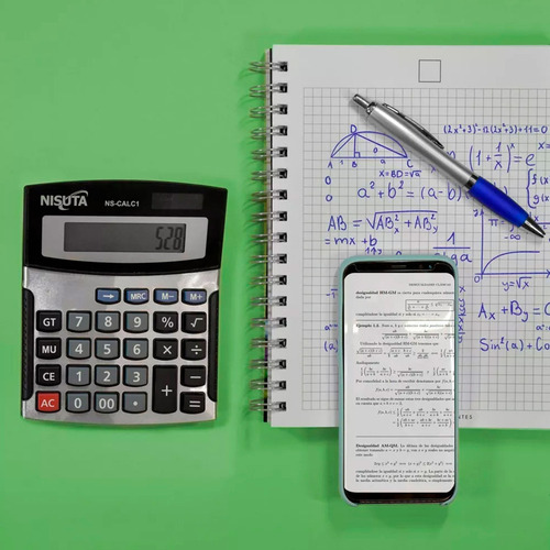 Calculadora Nisuta 12 Digitos Solar Y Pila Mediana Ns-calc1 Gris