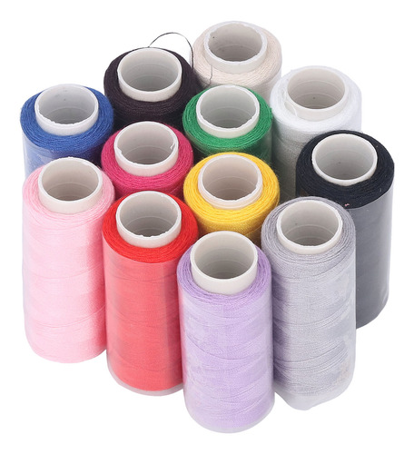 Conjunto De Linhas De Costura Doméstico De 12 Cores, 250 Met