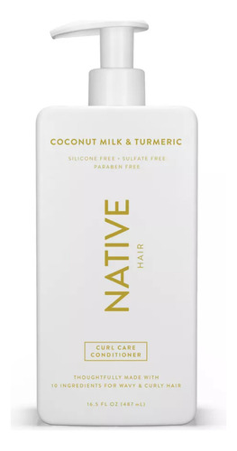Acondicionador Curl Care Leche de Coco & Cúrcuma Native Sin Sulfatos ni Parabenos Vegano y Libre de Crueldad | Hidrata y Define Rizos 16.5 oz 487 mL