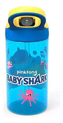  Zak Designs Baby Shark - Botella de agua para niños con popote  y lazo de transporte integrado, hecha de plástico duradero, diseño a prueba  de fugas (16 onzas (BBSA-T381) : Hogar