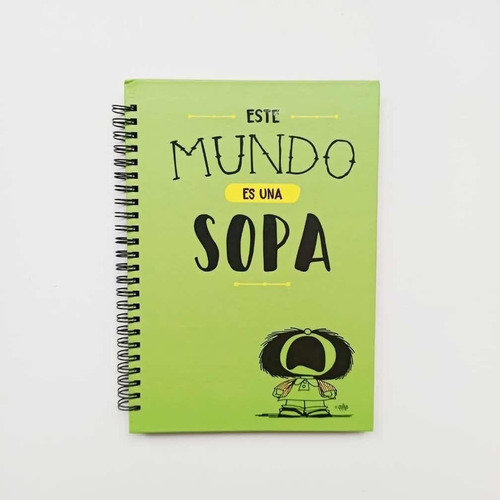 Cuaderno A5 Rayado Mafalda Mundo Verde - Tapa Dura Color Verde claro