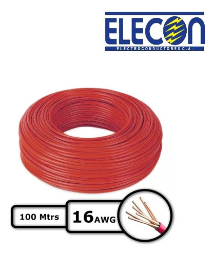 Cable # 16 Automotriz 100% Cobre Elecon Rollo De 100 Mts