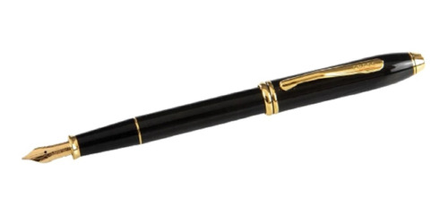 Pluma Estilográfica Cross Townsend Laca Negro Oro 23k 576