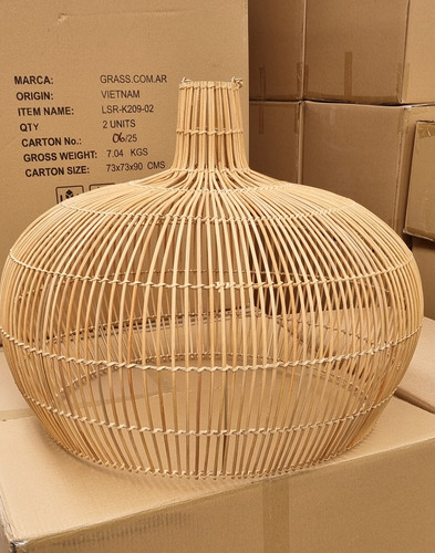 Lampara De Techo Colgante Rattan Ratan 50x46cm Completa