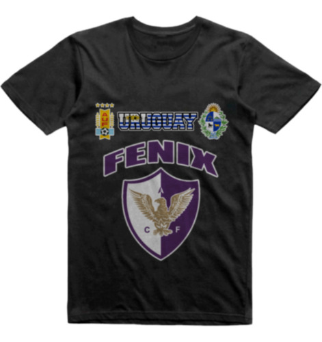 Remera Infantil Negra Uruguay Fenix