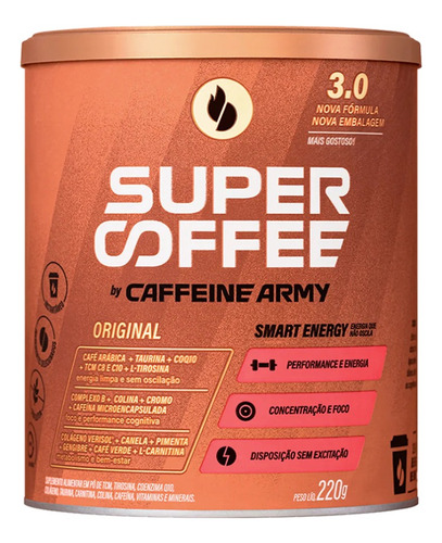 Super Coffee 220g Café Termogênico Zero Açúcar Caffeine Army