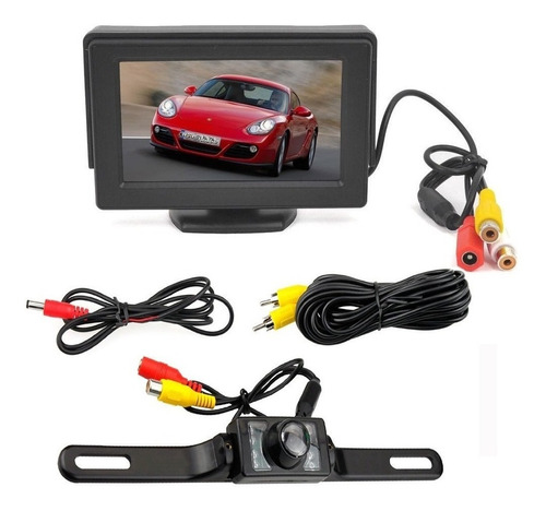 Kit Pantalla Monitor 4.3 Y Camara Marcha Atras Entrada Rca