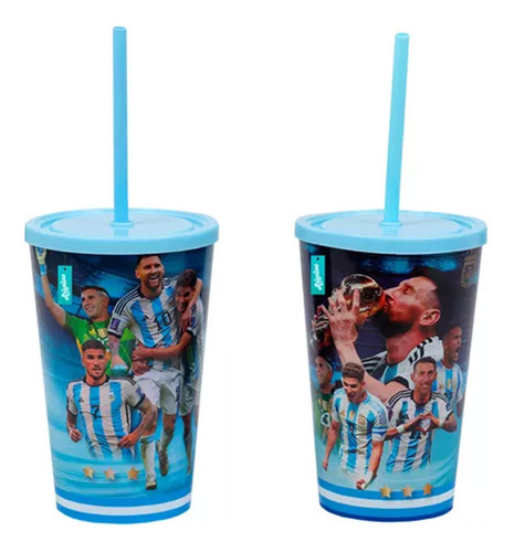 Vaso Con Sorbete Fútbol Selección Argentina Afa 500 Ml