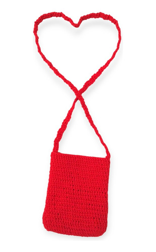 Mini Bag Rojo. Tejido A Mano A Crochet. Con Hilo De Algodón.