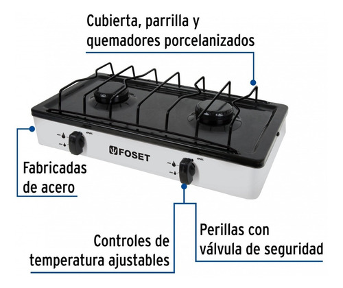 Parrilla A Gas Camping Foset Paga-2 Blanca