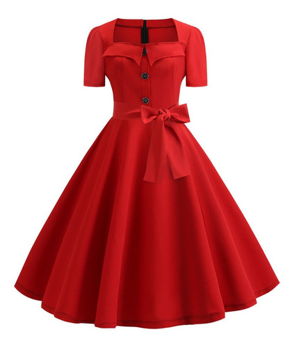 Vestido Mujer A Line Flare Vestido Vintage Bowknot Prom Sw 2