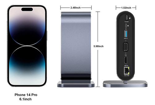 Estación De Acoplamiento Usb C 12 En 1, Usb C Hub Dock, Pant
