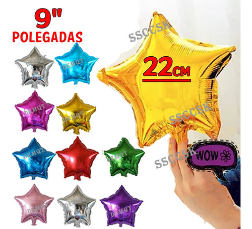 60 Balão Metalizado Estrela Coração Redondo 22cm 