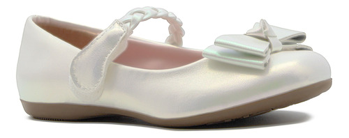 Zapato Balerina Tropicana Niña Moño Blanco Aperlado 15-21