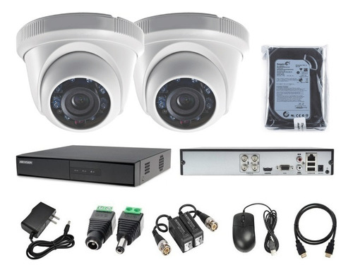 Kit 2 Cámaras Seguridad Domo Fullhd Hikvision + 500gb