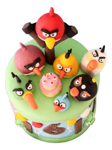 Adorno De Torta Temática Angry Birds X7 Tortita Cumpleaños 