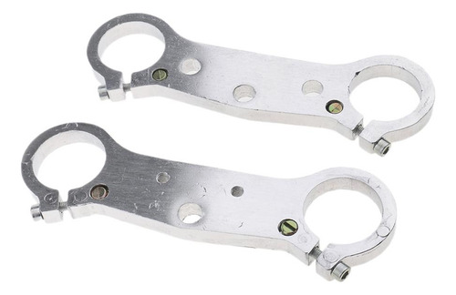2 Abrazadera De Horquilla Delantera Plateada Para