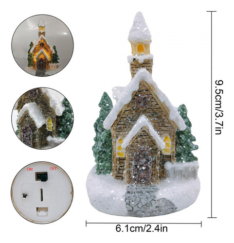 Casa De Nieve Iluminada Para Navidad, Multiusos, De Resina D