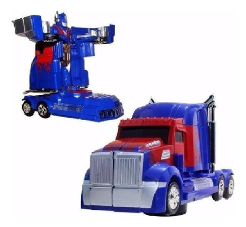 Caminhão Transformers Optmus Prime Vira Robo - Cor Azul